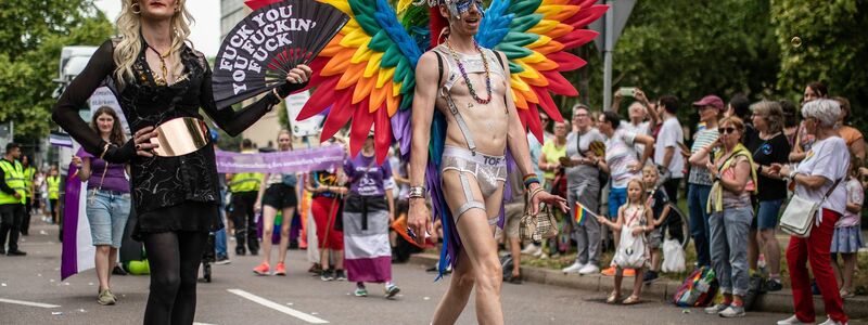 Viel Glitzer und Regenbogen waren auch beim CSD in Stuttgart zu sehen. - Foto: Christoph Schmidt/dpa