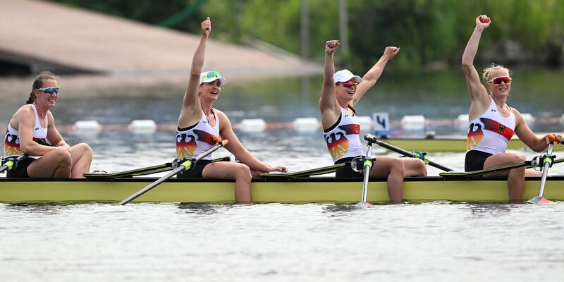 Der Doppelvierer holt Bronze bei Olympia. - Foto: Sebastian Kahnert/dpa