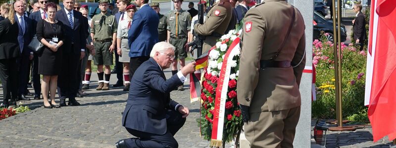 Polnische Demonstranten fordern von Deutschland Wiedergutmachung für die Kriegsschäden. - Foto: Friedemann Kohler/dpa