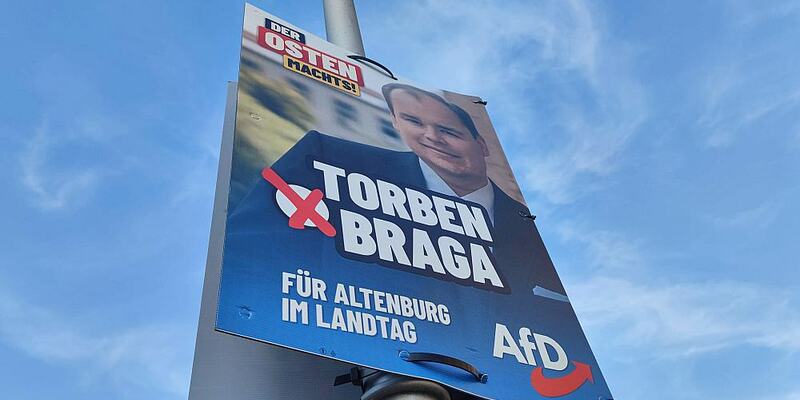 AfD-Wahlplakat mit Torben Braga am 06.08.2024 - Foto: über dts Nachrichtenagentur