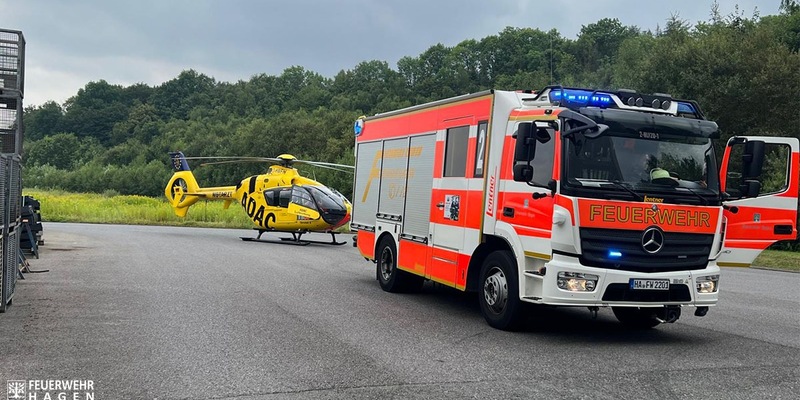 FW Hagen: Betriebsunfall mit verletzter Person, Rettungshubschrauber im Einsatz - Foto: presseportal.de