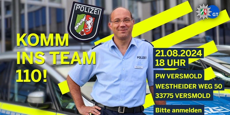 POL-GT: KOMM INS TEAM 110! Die Polizei Gütersloh wirbt für Nachwuchs - Foto: presseportal.de
