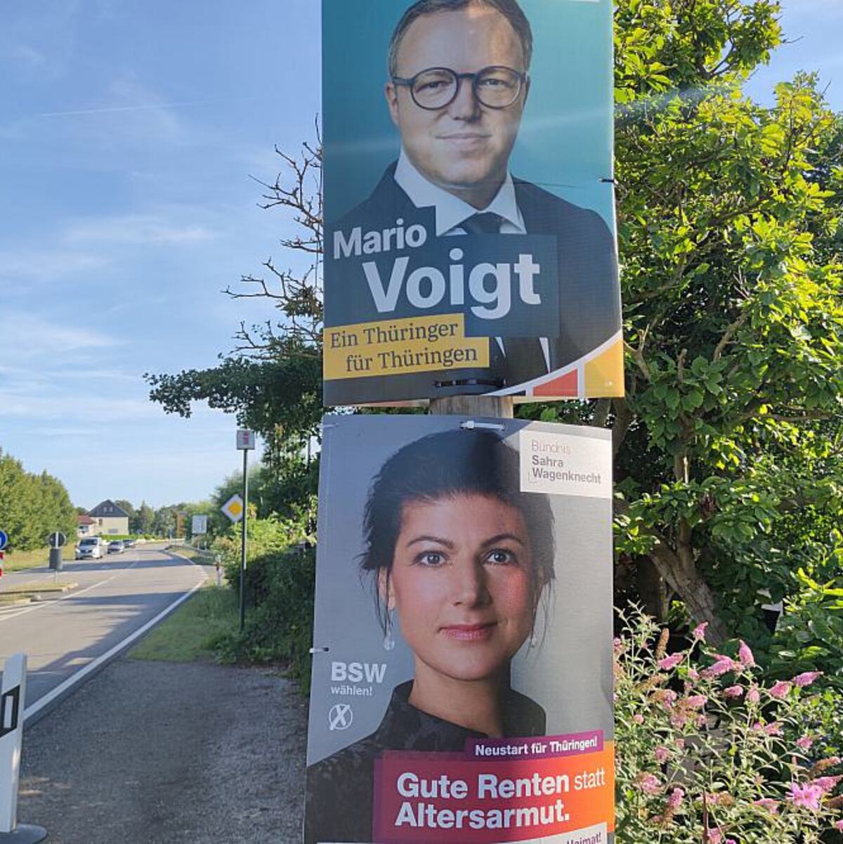 Wahlplakate mit Mario Voigt und Sahra Wagenknecht zur Landtagswahl in Thüringen (Archiv) - Foto: über dts Nachrichtenagentur
