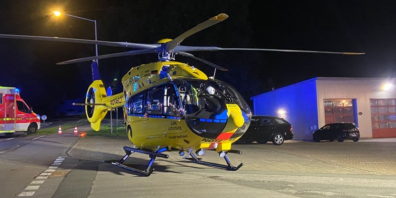 FW Horn-Bad Meinberg: Zwei Schwer-Brandverletzte Personen durch Stichflamme - zwei Rettungshubschrauber im Einsatz - Transport in Spezialkliniken - Foto: presseportal.de