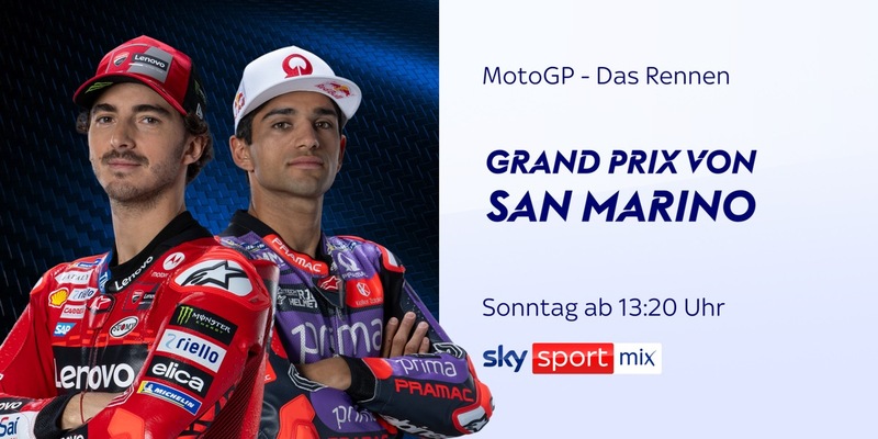 Der MotoGP(TM) Grand Prix von San Marino mit dem Titelduell in der Königsklasse sowie der Entscheidung in der MotoE am Wochenende live bei Sky Sport - Foto: presseportal.de
