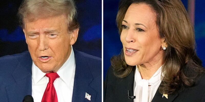 Trump und Harris (rechts) haben sich direkt zu Beginn der Debatte mit gegenseitigen Vorwürfen überzogen.  - Foto: Alex Brandon/AP