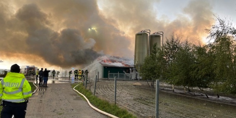 POL-CUX: Brand eines großen Stallgebäudes in Lüdingworth-Köstersweg - Keine verletzten Personen oder Tiere, jedoch enormer Sachschaden(Lichtbild in der Anlage) - Foto: presseportal.de