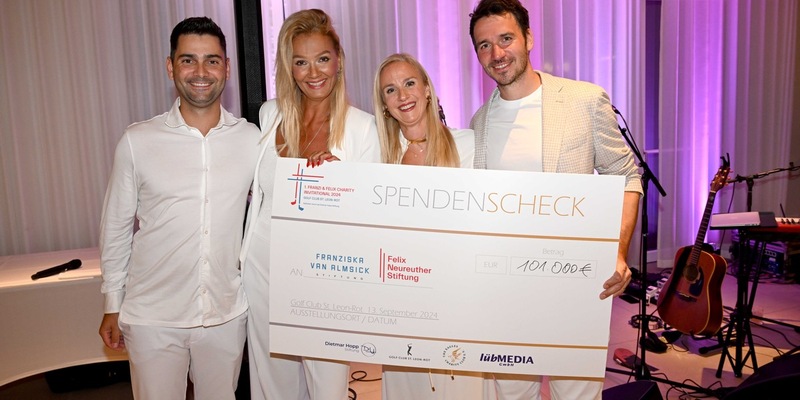 1. Franzi & Felix Invitational 2024 im Golf Club St. Leon-Rot: Franziska van Almsick und Felix Neureuther sammeln bei ihrem gemeinsamen Charity Golfturnier 101.000 Euro für Kinder - Foto: presseportal.de