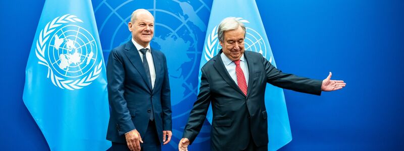 Scholz und Guterres sind beim UN-Zukunftsgipfel zwei der Hauptakteure. - Foto: Michael Kappeler/dpa