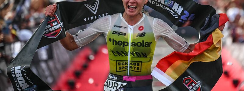 Laura Philipp ist am Ziel ihres großen Traums. - Foto: Bartlomiej Zborowski/Activ’Images/IRONMAN/dpa