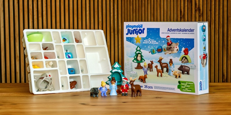 PLAYMOBIL JUNIOR Adventskalender überzeugt durch Nachhaltigkeit: Trays aus nachwachsender Holzfaser von PAPACKS® - Foto: presseportal.de