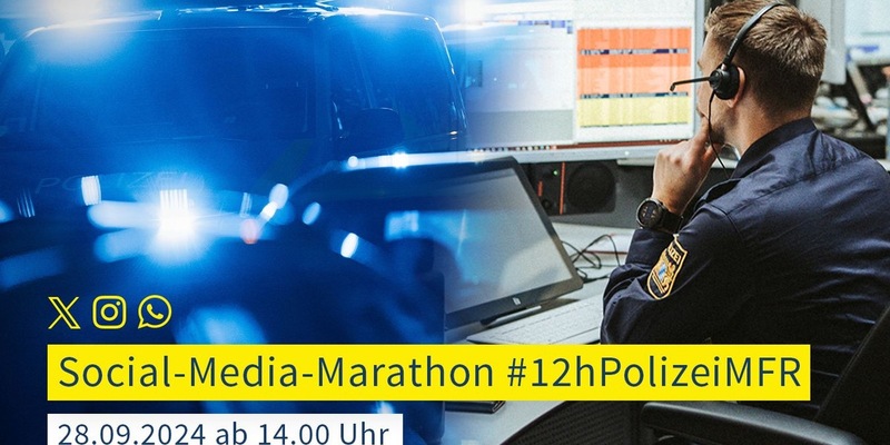 POL-MFR: (1004) #12hPolizeiMFR - 6. Social-Media-Marathon der mittelfränkischen Polizei am 28.09.2024 - Foto: presseportal.de