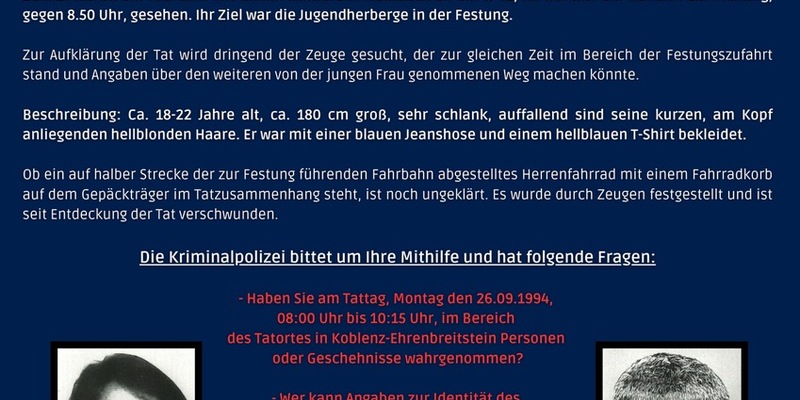 POL-PPKO: Cold Case - Der Mordfall Amy Lopez: Polizei ermittelt auch nach 30 Jahren weiter - Foto: presseportal.de