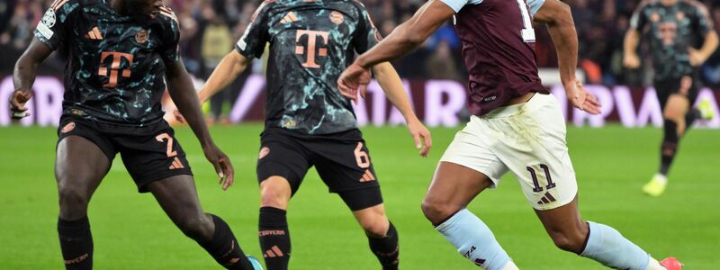 Jamal Musiala (l), hier im Einsatz gegen Aston Villa, muss vorerst pausieren. - Foto: Peter Kneffel/dpa