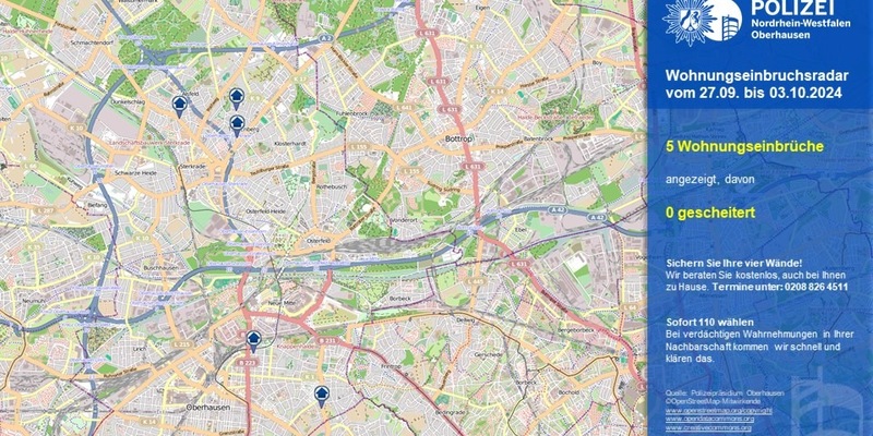 POL-OB: Wohnungseinbruchsradar in Oberhausen - Foto: presseportal.de