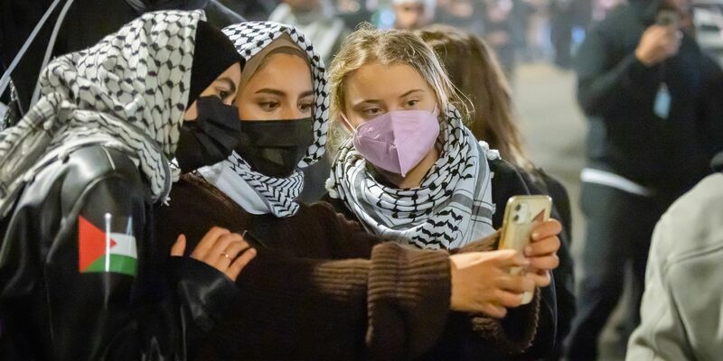 Am Montag, dem Jahrestag des Hamas-Massakers in Israel, war Greta Thunberg bei einer propalästinensischen Demonstration in Berlin. (Archivbild) - Foto: Christoph Soeder/dpa
