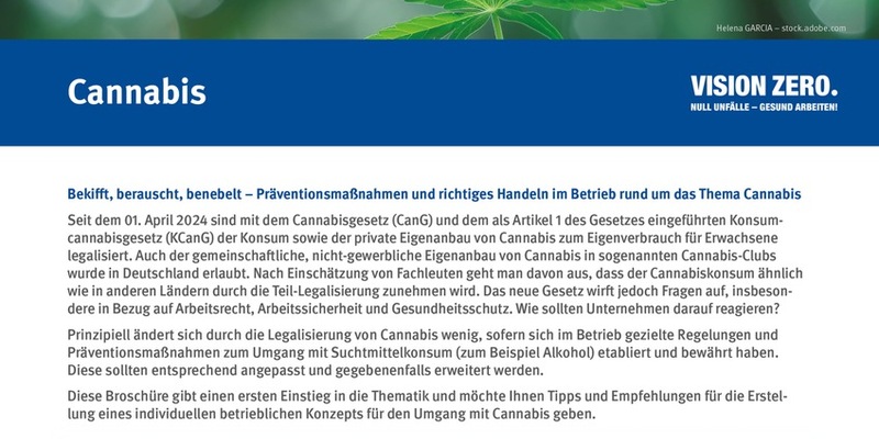 Bekifft, berauscht, benebelt? / Neue Broschüre der BG RCI zu Cannabis am Arbeitsplatz - Foto: presseportal.de