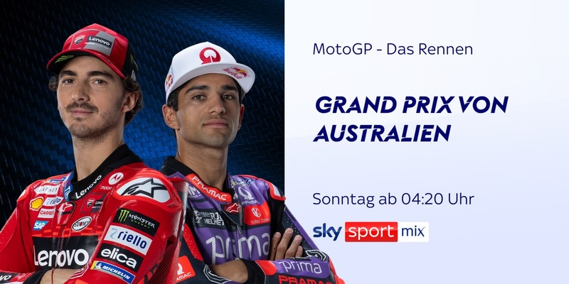 Das Titelduell Martín vs Bagnaia geht auf die Zielgerade: der MotoGP(TM) Grand Prix von Australien am Wochenende live und exklusiv bei Sky Sport - Foto: presseportal.de