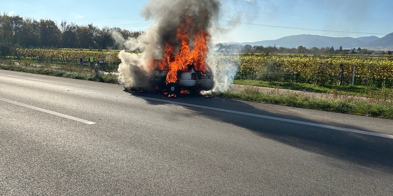 POL-PDLD: Fahrzeugvollbrand führt zu Vollsperrung der BAB65 - Foto: presseportal.de