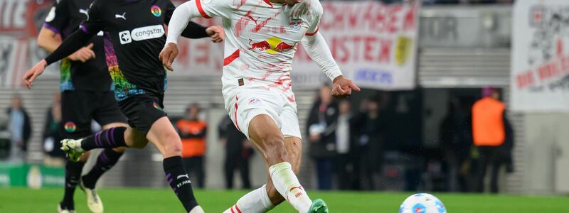 Yussuf Poulsen war für RB Leipzig erfolgreich. - Foto: Hendrik Schmidt/dpa