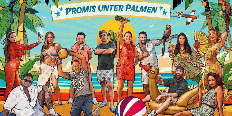 Kim Virginia Nikola Glumac Lisha Savage Menowin Fröhlich Eike Immel Chico Claudia Obert Cosimo Citilio Christo Iris Klein Melody Haase Janina Youssefian Promis unter Palmen - Foto: Joyn/Rudi Skukalek/Tan Nian Xing, presseportal.de