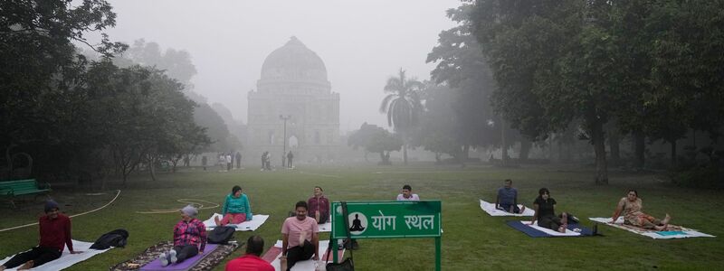 Menschen machen trotz extremer Luftverschmutzung Yoga in einem Park in Neu-Delhi.  - Foto: Manish Swarup/AP