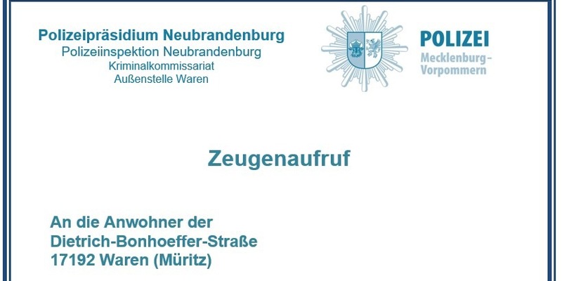 POL-NB: Wer beschädigt Autos in Waren-West? - Foto: presseportal.de