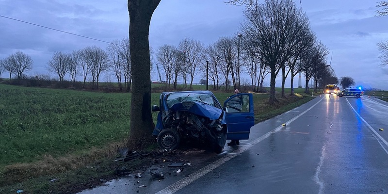 POL-PB: Nach Frontalaufprall gegen Straßenbaum schwer verletzt - Foto: presseportal.de