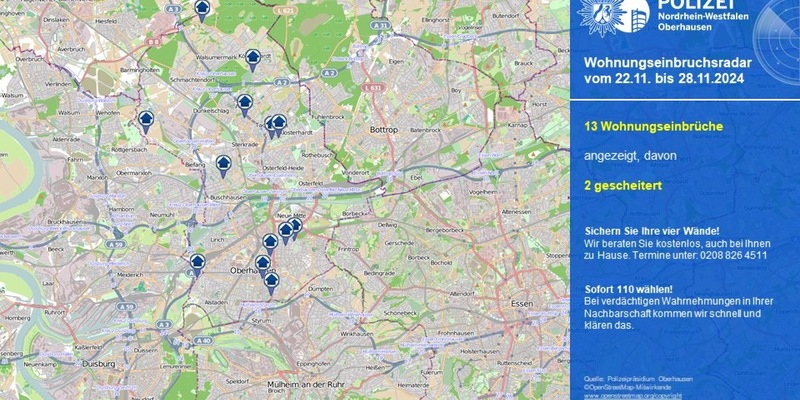 POL-OB: Wohnungseinbruchsradar in Oberhausen - Foto: presseportal.de