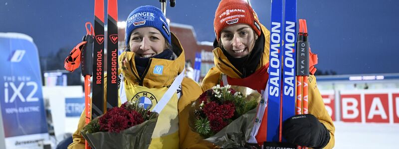 Franziska Preuß und Vanessa Voigt beenden das erste Einzelrennen in den Top Ten. - Foto: Pontus Lundahl/TT News Agency/AP/dpa