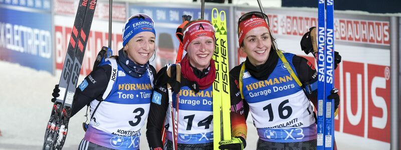 Franziska Preuß, Julia Tannheimer und Vanessa Voigt überzeugten zuletzt in Finnland. - Foto: Minna Raitavuo/Lehtikuva/dpa