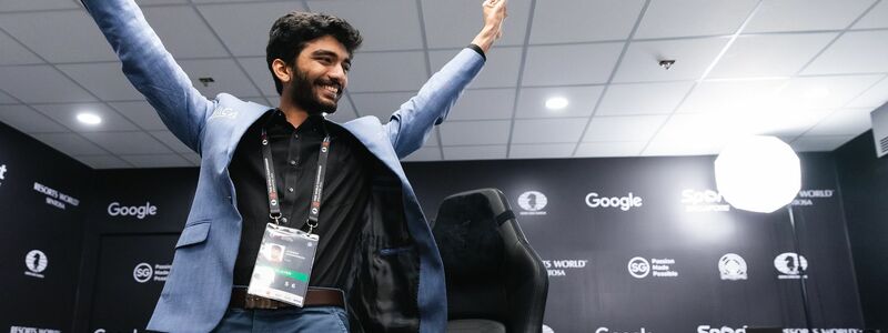 Dommaraju Gukesh krönt sich mit 18 Jahren zum jüngsten Schach-Weltmeister. - Foto: Eng Chin An/FIDE/dpa