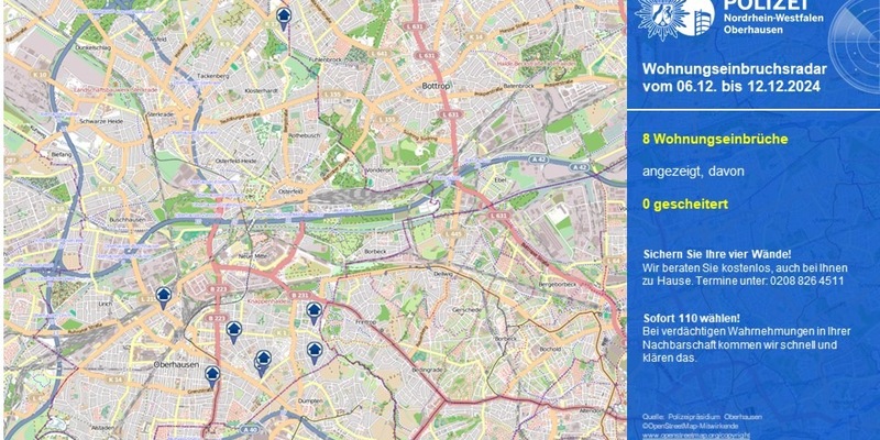POL-OB: Wohnungseinbruchsradar in Oberhausen - Foto: presseportal.de