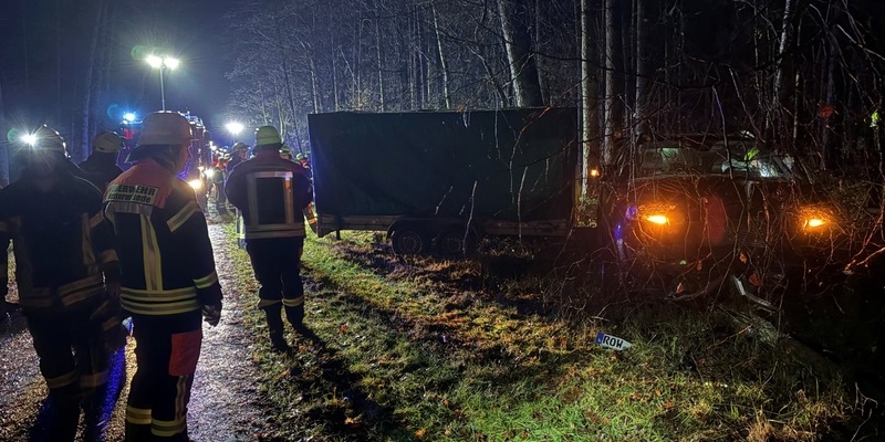 FW-ROW: Verkehrsunfall nach Alkoholfahrt endet im Wald - Foto: presseportal.de