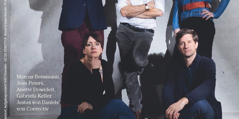 Die Journalistinnen und Journalisten des Jahres 2024: Marcus Bensmann, Justus von Daniels, Anette Dowideit, Gabriela Keller und Jean Peters von Correctiv - Foto: presseportal.de