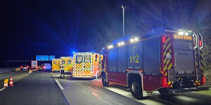 FW Königswinter: Drei Verletzte bei Verkehrsunfall auf Autobahn A3 - Foto: presseportal.de