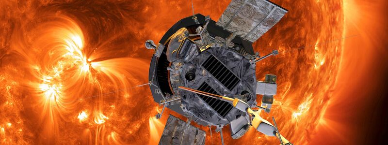 Die Computergrafik zeigt die «Parker Solar Probe»-Sonde  auf dem Weg zur Sonne. - Foto: -/AP/dpa