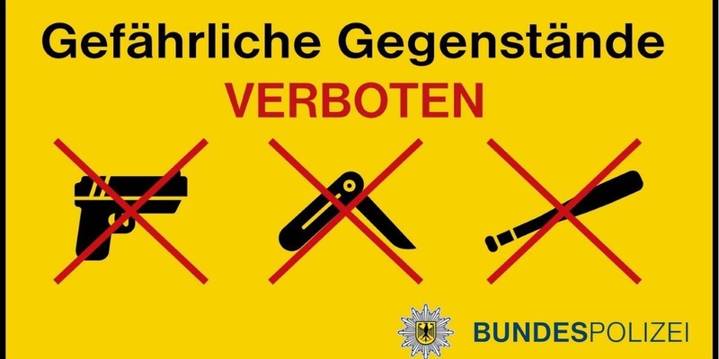 Bundespolizeidirektion München: Bundespolizeidirektion München erlässt temporäre Mitführverbote für gefährliche Gegenstände an acht bayerischen Bahnhöfen und zwei S-Bahnhaltepunkten in München - Foto: presseportal.de