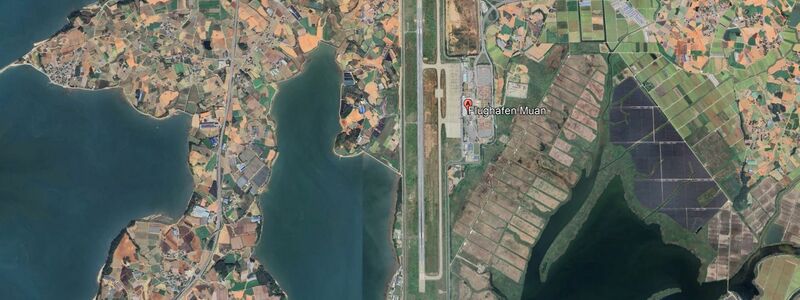 Der Flughafen Muan liegt knapp 300 Kilometer südwestlich von Seoul.  - Foto: Google Earth/dpa