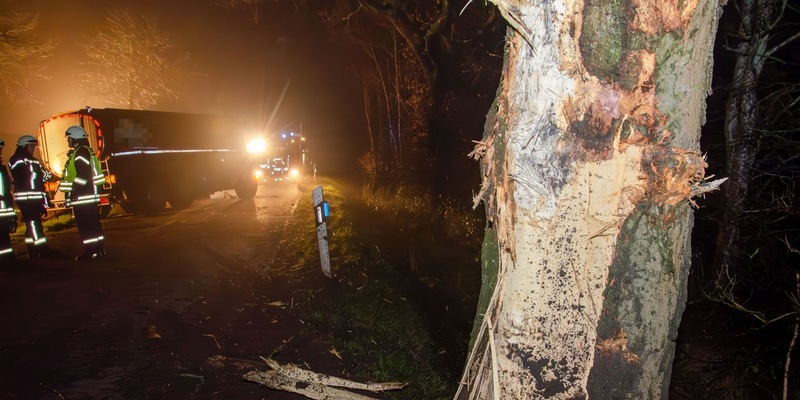 FW-RD: Milchlaster fährt gegen Baum - L128 zwischen Gokels und Seefeld vollgesperrt - Foto: presseportal.de