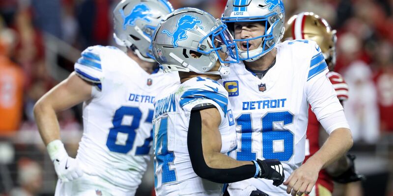 Amon-Ra St. Brown fing in San Francisco seinen zwölften Touchdown-Pass der Saison. - Foto: Jed Jacobsohn/AP/dpa