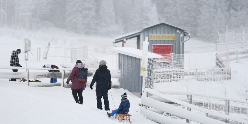 Wintersport im Harz: Noch einmal Schlitten fahren, bevor es wieder milder wird. - Foto: Matthias Bein/dpa