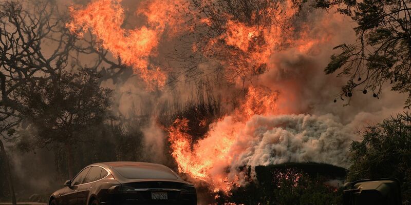 «Wie in einem Hurrikan» hätten sich die Löscharbeiten am Mittwoch angefühlt, sagte Einsatzleiter Brent Pascua dem Sender CNN. - Foto: Damian Dovarganes/AP/dpa
