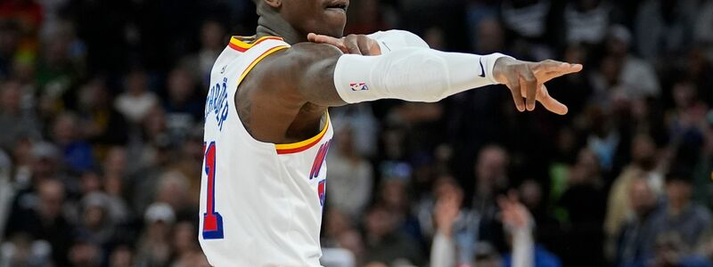 Dennis Schröder erzielte beim knappen Sieg der Golden State Warriors bei den Minnesota Timberwolves zwölf Punkte. - Foto: Abbie Parr/AP/dpa