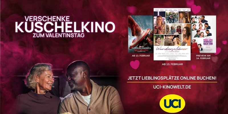 UCI feiert den Valentinstag mit dem besten Filmangebot und einer Reihe Überraschungen für Paare - Foto: presseportal.de