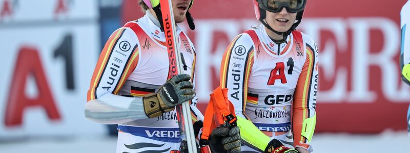 Linus Straßer (l.) und Lena Dürr schieden mit dem deutschen Team im WM-Viertelfinale gegen die Schweiz aus. - Foto: Marco Trovati/AP/dpa