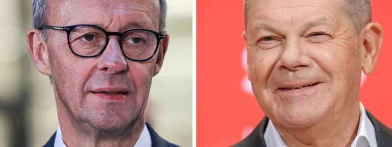 Das erste von zwei geplanten TV-Duellen mit Friedrich Merz und Olaf Scholz findet bei ARD und ZDF statt. (Archivbilder) - Foto: Oliver Berg/Kay Nietfeld/dpa