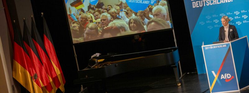 In Heidenheim gab es eine Demonstration anlässlich einer AfD-Wahlkampfveranstaltung mit Kanzlerkandidatin Alice Weidel.  - Foto: Stefan Puchner/dpa