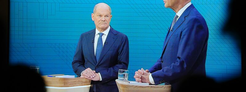 Scholz und Merz lieferten sich im TV-Duell einen energischen Schlagabtausch. - Foto: Kay Nietfeld/dpa