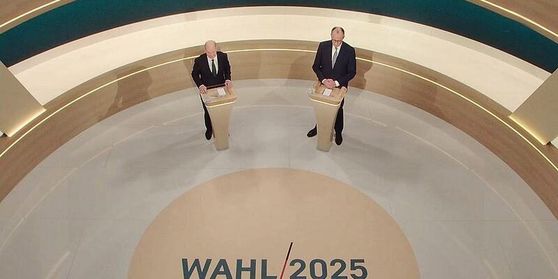 TV-Duell mit Olaf Scholz und Friedrich Merz in ARD und ZDF am 09.02.2025 - Foto: ARD/ZDF, über dts Nachrichtenagentur